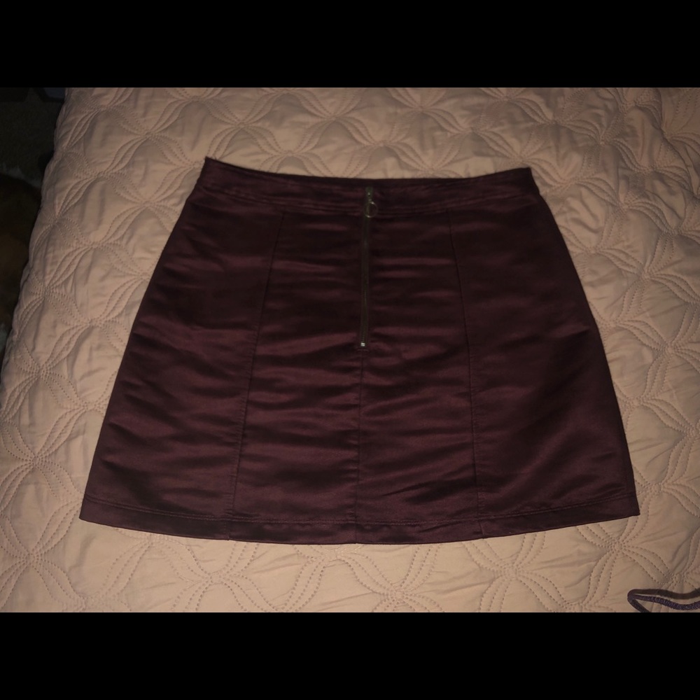 suede deep purple zip up skirt